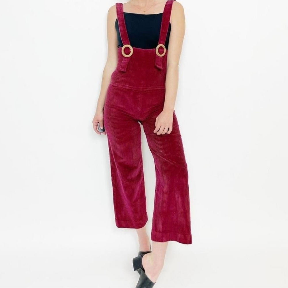 Vintage burgundy corduroy overalls 24/XS